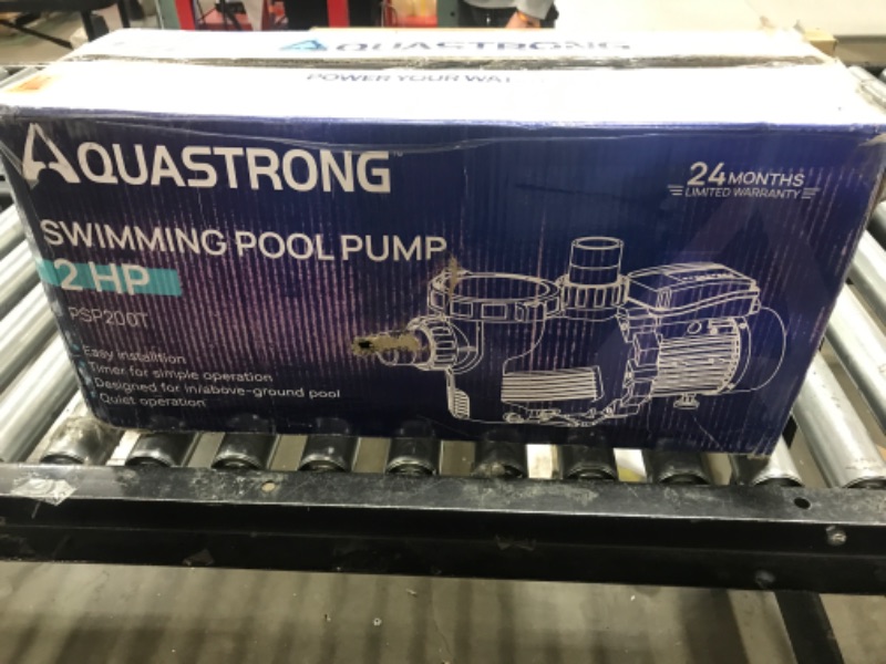 Photo 2 of Aquastrong 2 HP In/Above Ground Pool Pump with Timer, 220V, 8917GPH, High Flow, Powerful Self Primming Swimming Pool Pumps with Filter Basket