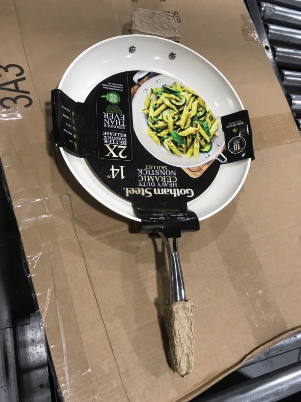 Photo 2 of GOTHAM STEEL 14 Inch Non Stick Frying Pans Nonstick Frying Pan, Large Nonstick Pan, Cooking Pan, Nonstick Skillet, Non Stick Pan, 100% PFOA Free Ceramic Pan for Cooking, Dishwasher Safe, Cream White 14 Inch Frying Pan / Skillet