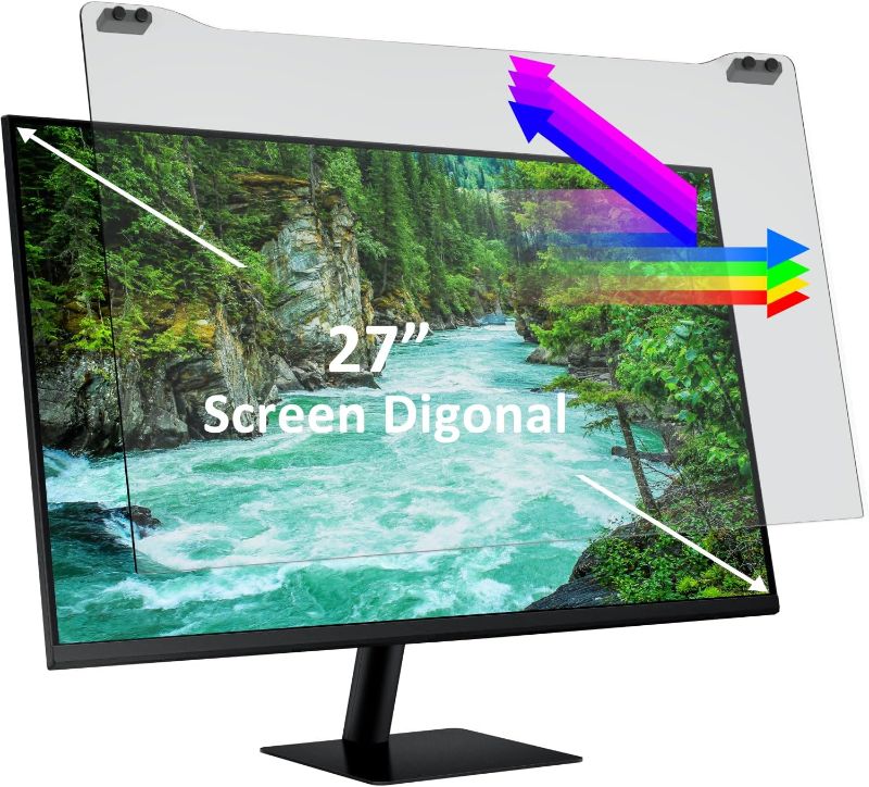 Photo 1 of GHY 27 Inch Anti Blue Light Screen Protector for Monitor 16:9, Desktop UV filter for Eye Strain, Hanging Type Computer Screen Blue Light Blocker 27 In for Eye Protection, Not for iMac 