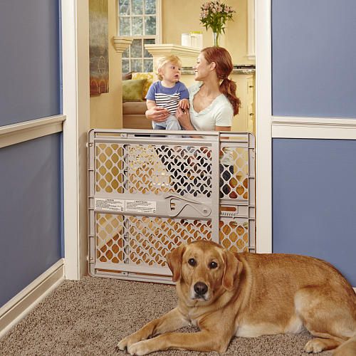 Photo 2 of Toddleroo by North States 42” Wide Supergate Ergo Baby Gate, Made in USA: For Doorways or stairways. Includes Wall Cups. Pressure or Hardware Mount. 26” - 42” Wide (26" Tall, Sand)