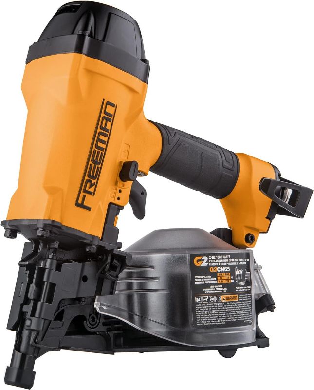 Photo 1 of Freeman G2CN65 2nd Generation Pneumatic 15 Degree 2-1/2" Coil Siding Nailer with Adjustable Metal Belt Hook and 1/4" NPT Air Connector
