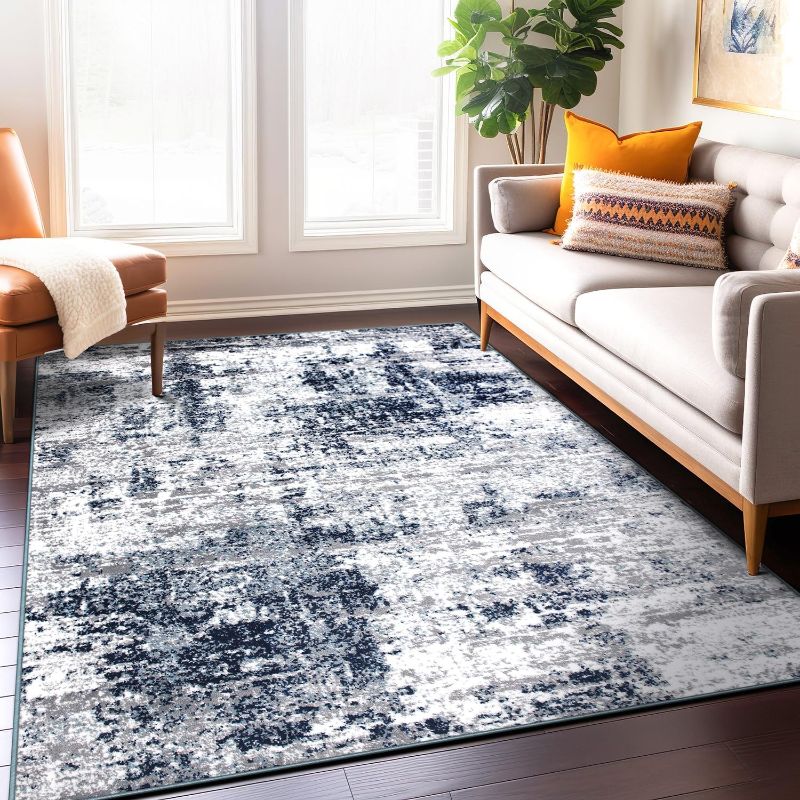 Photo 1 of Rugshop Distressed Abstract Area Rug 7'10" x 10' Blue
