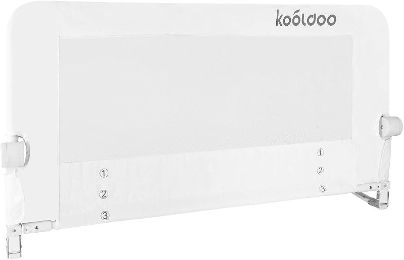 Photo 1 of KOOLDOO Bed Rail for Toddlers, 59”Extra-Long Fold Down Tall Bed Rail Guard with NBR Foam for Baby Safety, Kids,Supports Full Size Bed, Queen & King Size Bed, Box Spring(59" L*22.8" H, White)
