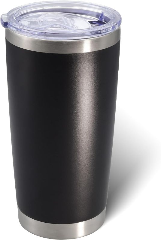 Photo 1 of AIANJI 20oz Tumbler Bulk Stainless Steel Tumblers with Lid Vacuum Insulated Double Wall Travel Coffee Mug Powder Coated Tumbler Cup for Hot and Cold Drinks(Black, 1 pack) 