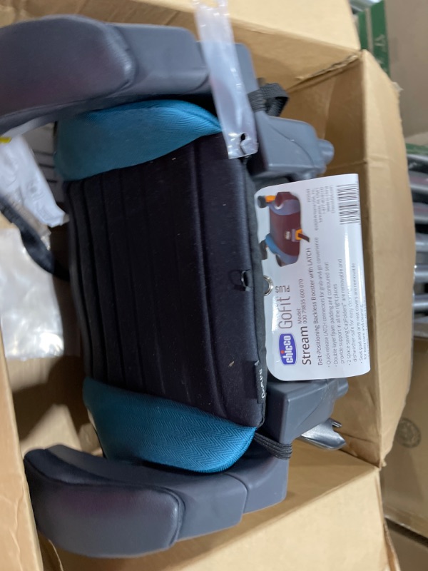Photo 2 of Chicco GoFit Plus Backless Booster Car Seat with Quick-Release Latch, Travel Booster Seat for Car, Portable Car Booster Seat for Children 40-110 lbs. | Stream/Blue Stream GoFit Plus