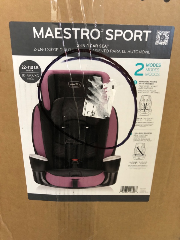 Photo 4 of Evenflo Maestro Sport Convertible Booster Car Seat, Forward Facing, High Back, 5-Point Harness, For Kids 2 to 8 Years Old, Whitney Pink