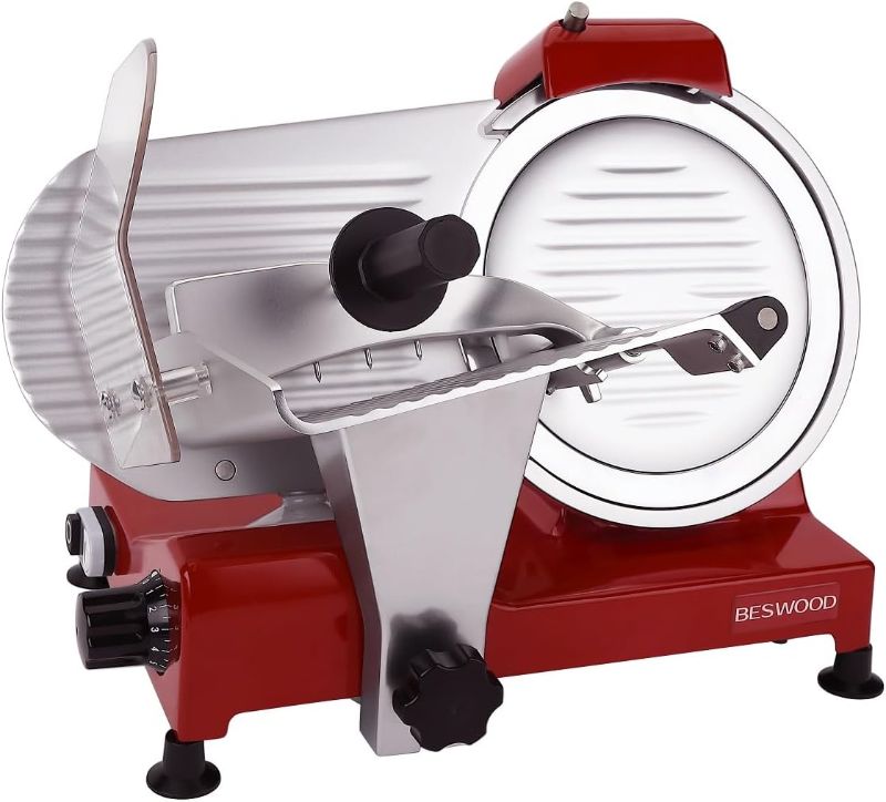 Photo 1 of BESWOOD 10" Premium Chromium-plated Steel Blade Electric Deli Meat Cheese Food Slicer with Serving Plate Commercial and for Home use 240W BESWOOD250RX
