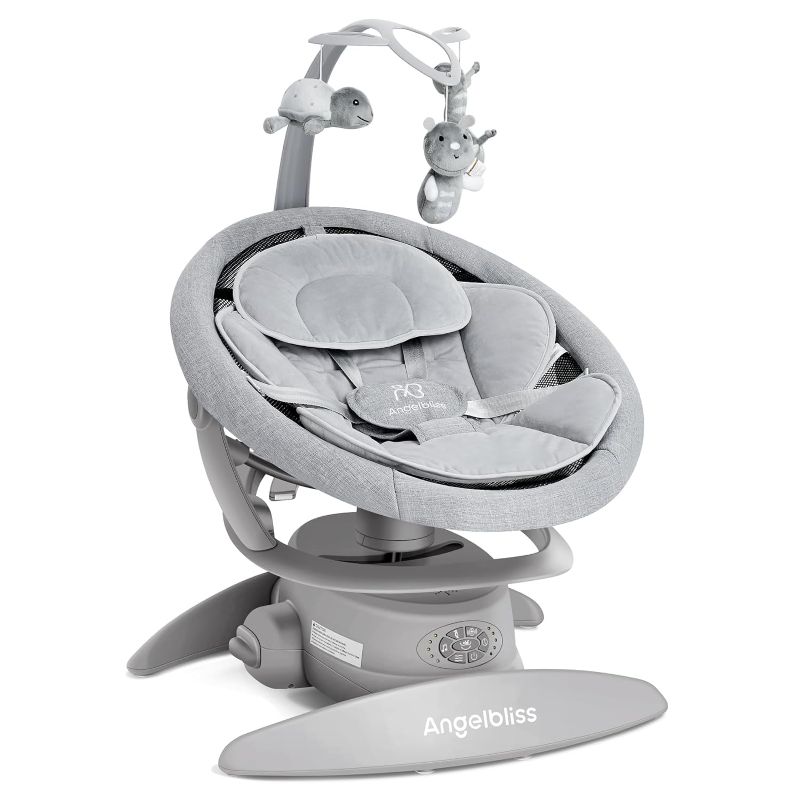 Photo 1 of ANGELBLISS 3 in 1 Baby Swing with Motion Detection, Portable Baby Swings for Infants with Removable Rocker & Stationary Seat, Bluetooth Enabled with 3 Unique Motions (Grey)
