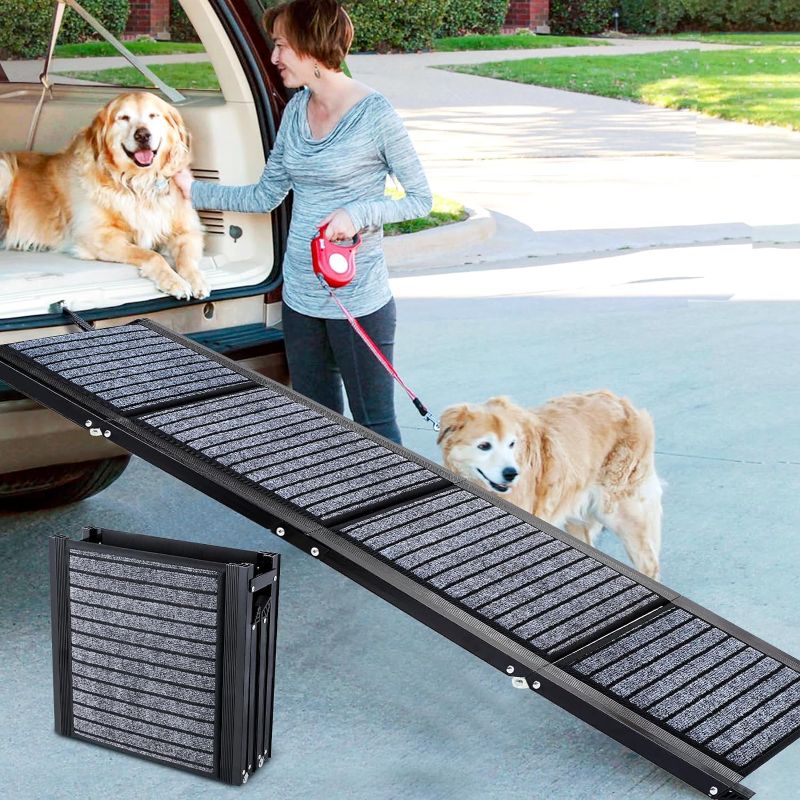 Photo 1 of Extra Long 67" Foldable Dog Ramps Large Dogs, Dog Car Ramp with Non-Slip Rug Surface, Pet Ramp Stairs Portable, Lightweight Dog Steps for Medium & Large Dogs Up to 220LBS Get Into a Car, SUV & Truck
