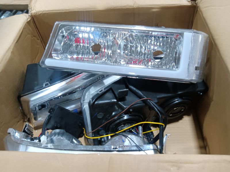 Photo 3 of GORWARE Headlights with LED DRL Tube + Sequential Switchback Chrome for Silverado 2003 2004 2005 2006 2007, 2003-2006 Avalanche, Chrome Housing Clear Lens and Reflector