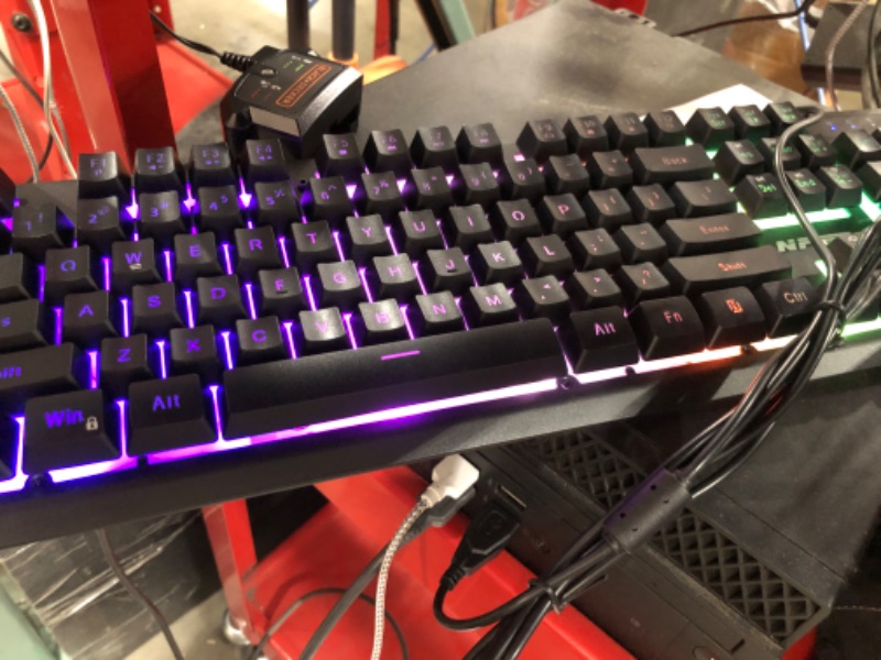 Photo 2 of NPET K10 Wired Gaming Keyboard, LED Backlit, Spill-Resistant Design, Multimedia Keys, Quiet Silent USB Membrane Keyboard for Desktop, Computer, PC (Black)
