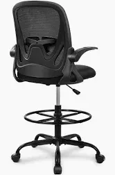 Photo 1 of Primy Drafting Chair Tall Office Chair with Flip-up Armrests Executive Ergonomic Computer Standing Desk Chair with Lumbar Support and Adjustable Footrest Ring?BLACK? PR-934-Z BLACK
