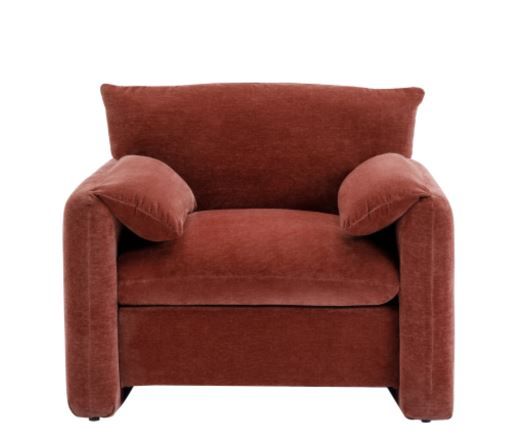 Photo 1 of Modern Style Chenille Oversized Armchair Accent Chair Single Sofa Lounge Chair 38.6''W for Living Room, Bedroom, Claret Red

