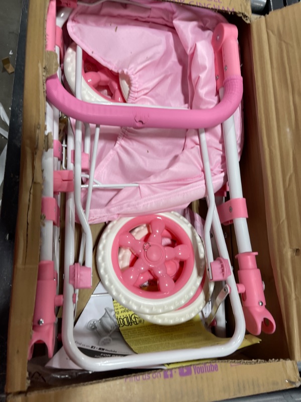 Photo 2 of Badger Basket Double Doll Stroller - Pink & White Gingham