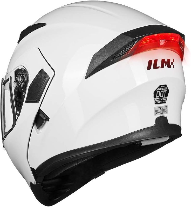 Photo 3 of ILM Motorcycle Dual Visor Flip up Modular Full Face Helmet (L, White) and Ski Balaclava Face Mask size l
