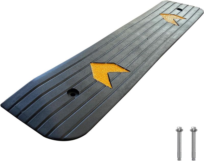 Photo 1 of F COME Rubber Threshold Ramp for Doorways Heavy Duty 2.5cm 1" Rise Wheelchair Ramp, 1 Pack Recycled Rubber Power Curb Ramp for Door Threshold Wheelchair Scooter Ramp Curb Ramp (RTR25)