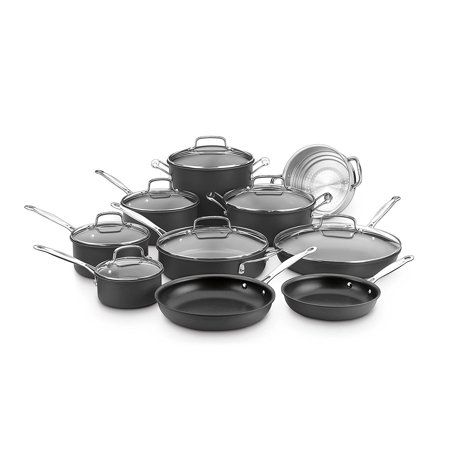 Photo 1 of Cuisinart Chef's Classic Nonstick Hard-Anodized 17-Piece Cookware Set, Black
