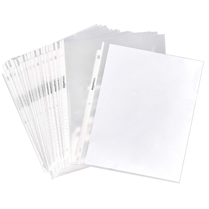 Photo 1 of Amazon Basics Clear Sheet Protectors for 3 Ring Binder, 8.5 x 11 Inch,Polypropylene, 200-Pack
