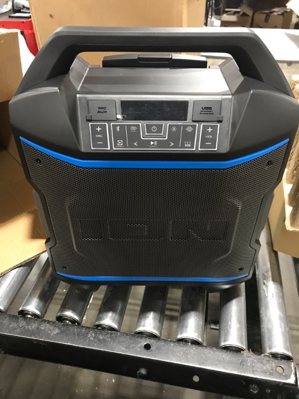 Photo 2 of ION Block Rocker - Portable Bluetooth Outdoor Party Speaker with Karaoke Microphone, Battery, 4 Speakers, Radio, USB Port, App, Water-Resistant, 120W
