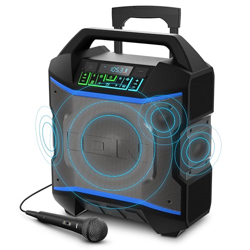 Photo 1 of ION Block Rocker - Portable Bluetooth Outdoor Party Speaker with Karaoke Microphone, Battery, 4 Speakers, Radio, USB Port, App, Water-Resistant, 120W
