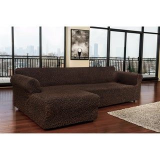 Photo 1 of Paulato by Ga.I.Co L Shape Couch Cover Sectional Left Cha?se Sofa Slipcover - Solid Dark Brown

