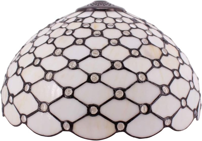 Photo 1 of Tiffany Lamp Shade Replacement W16H7 Inch Stained Glass Crystal Pear Bead Lampshade Fit For Table Lamps FLoor Lamp Ceiling Fixture (3 Hooks)Pendant Hanging Light S005 WERFACTORY Home Office Decoration 