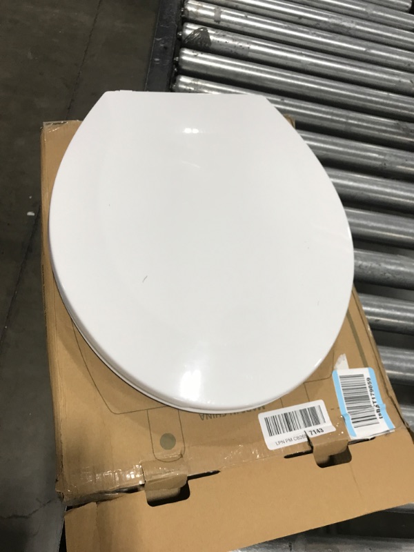Photo 2 of Toilet Seat Round with Non-Slip Seat Bumpers, Universal Quiet-Close Toilet Lid, Never Loosen and Easy to Install, Durable Plastic, White, Fits Standar
