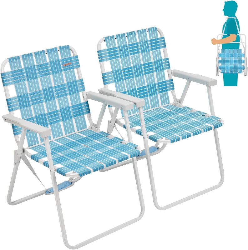 Photo 1 of #WEJOY Folding Webbed Lawn Beach Chair - Heavy Duty Portable Outdoor Chair with Hard Armrest for Camping,Garden,Concerts,Festivals and Sand Picnic BBQ,265 LBS
