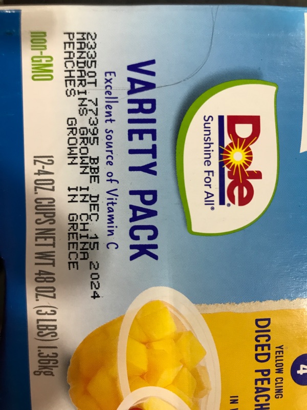 Photo 2 of (12 Cups) Dole Fruit Bowls No Sugar Added Variety Pack 4 Oz