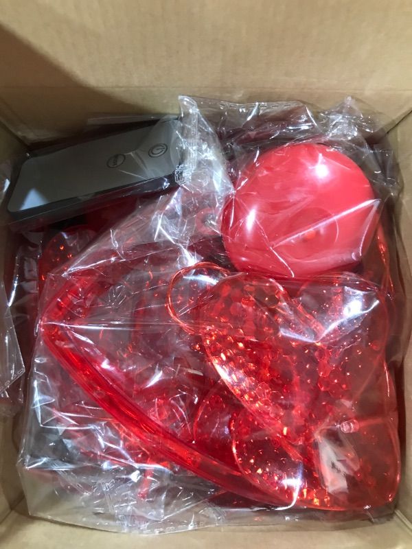 Photo 2 of 7 Pcs Valentines Day Window Lights Decorations Red Lighted with Remote Valentines Day Decor Heart Shaped LED Sucker Silhouette Lamp for Window Fireplace Holiday Indoor Outdoor Home Decor