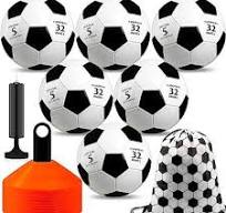 Photo 1 of Chitidr 73 Pcs Soccer Training Equipment 6 Size 5 Deflated Soccer Ball Bulk with Pump 60 Soccer Cone 6 Carry Bag Deflated Official Size Outside Sport Soccer for Kid Child Teen Black Classic