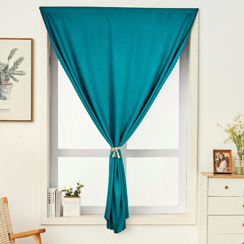 Photo 1 of Anytime Small Portable Curtains for Kitchen Room and Bedroom Blackout Thermal Insulated Mini Windows Drapes 1 Panel (Green 47W54L)