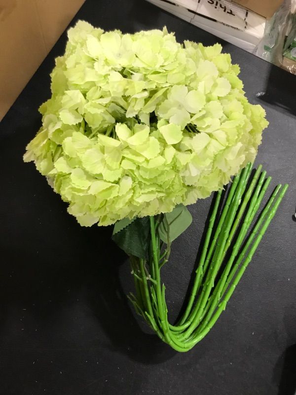Photo 1 of Hotop 10 Bunches 28 in Large Hydrangea Artificial Flowers with Stems for Wedding, Fake Hydrangea Centerpiece Flowers Arrangement for Spring Home Wedding Party Bouquet Garden Decoration(Light Green)
