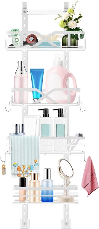 Photo 1 of Limited-time deal: Over the Door Pantry Organizers and Storage Racks 4 Tier for Kitchen Bedroom Bathroom Laundry Garage with Shoes Snacks Clothes Towel Spice Bottles, Metal Steel Baskets, No Drill, 4 Hooks 