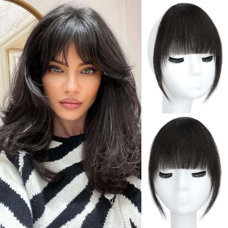 Photo 1 of Clip in Bangs-100% Human Hair Bangs (Natural Black)