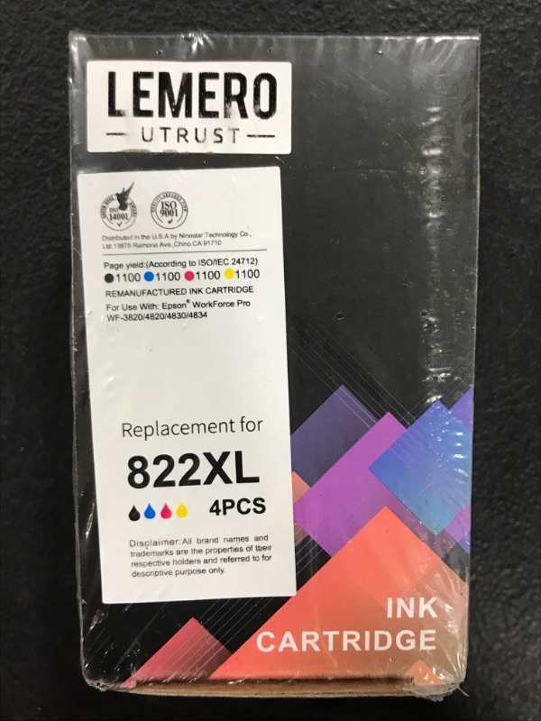 Photo 1 of LEMERO UTRUST Remanufactured Ink Cartridge Replacement for Epson 822XL (Black,Cyan,Magenta and Yellow, 4-Pack)