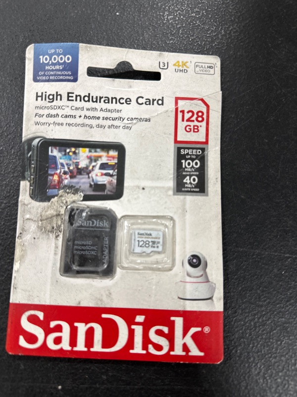 Photo 2 of SanDisk 128GB High Endurance Video MicroSDXC Card with Adapter for Dash Cam and Home Monitoring systems - C10, U3, V30, 4K UHD, Micro SD Card - SDSQQNR-128G-GN6IA 128 GB Card Only