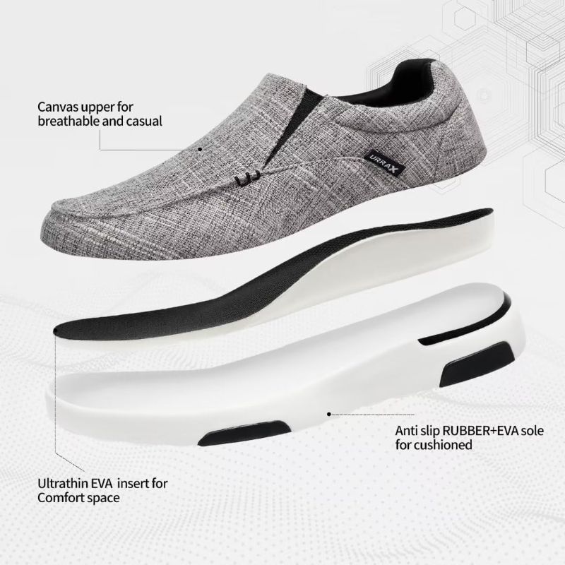 Photo 2 of URRAX Mens Casual Orthopedic Arch Support Loafers for Walking, Comfortable Canvas Shoes for Plantar Fasciitis Relief, Stylish Supportive Slip On Shoes for Outdoor and Indoor