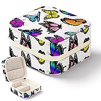Photo 1 of Siarnew Portable Leather Jewelry Box, Women Jewellery Ring Organizer Case for Proposal, Bride, Wedding Gift - Butterfly