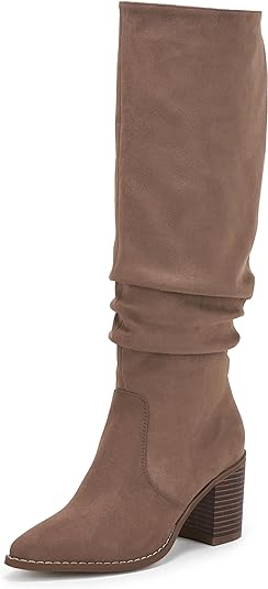 Photo 1 of Huiyuzhi Womens Pointed Toe Mid Chunky Heel Side Zipper Knee High Boots Tall Booties SIZE 5 
