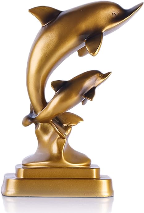 Photo 1 of GAOSHENG Gold Dolphin Statue Sculpture Resin Marine Animal Decoration Frgurine Gift for Home Office Living Room Desktop Display Decorative Decoration Dining Table Centerpiece Shelf Decoration Statue
