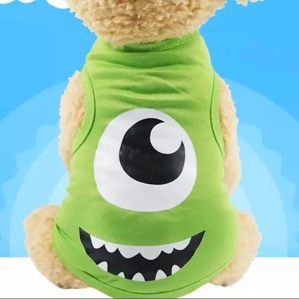 Photo 1 of Dog Shirts Pet Printed Clothes Summer Green Monster M