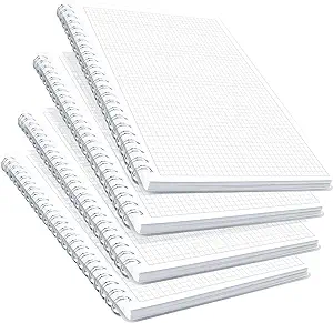 Photo 1 of Graph Paper Notebook, 4 Pack Journal Spiral Graph Grid Notebooks 5.7" x 8.3", 640 Pages, Cute College School Supplies Notebooks for Work, Aesthetic Gift Office Supplies for Study and Notes
