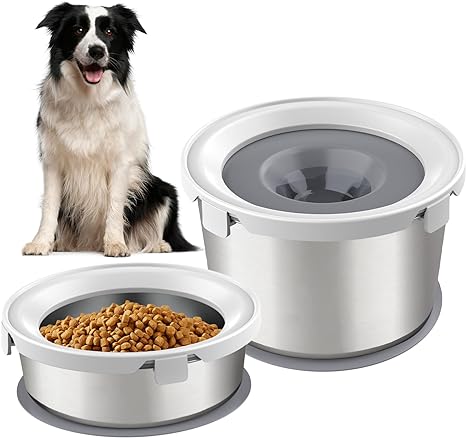 Photo 1 of Dog Bowls,Set of 2 Stainless Steel Bowls,No Spill Dog Water Bowl Pet Food Bowl,Spill Proof Dog Food Bowl & Water Bowl Set

