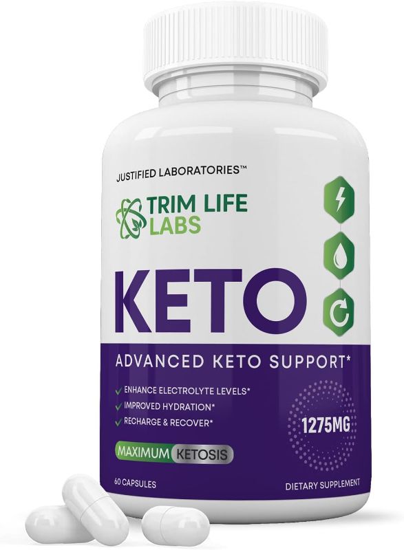 Photo 1 of Trim Life Labs Keto Pills 1275MG New & Improved Formula Contains Apple Cider Vinegar Extra Virgin Olive Oil Powder Green Tea Leaf 60 Capsules EXP 10/2025