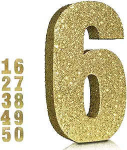 Photo 1 of 10 Inch Gold Glitter Numbers 6 Birthday Decorations, Birthday Party Centerpieces for Table Decorations,Anniversary Birthday Table Toppers
