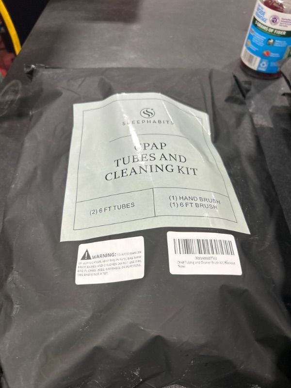 Photo 2 of SleepHabits CPAP Hose Combo Set - 2 6ft Black CPAP Tubes with Cleaning Brush Set, Reusable Velcro Strap, Includes Cleaning Kit, Universal Fit for Most Machines & Masks,19mm Hose and 22mm Connectors