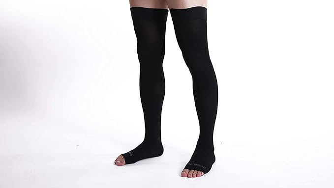 Photo 1 of Doc Miller Thigh High Open Toe Compression Hose 20-30 mmHg Opaque Stockings SIZE 2XL
