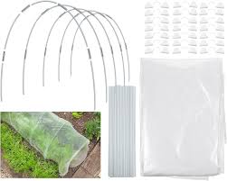 Photo 1 of Garden Hoops Kits for Raised Beds Include 50 Pcs of Greenhouse Hoops with 49 x 8 ft Greenhouse Plastic Sheeting Film and 20 Clips Frame for Grow Tunnel Mini Greenhouse or Garden (Non-Woven Fabrics)