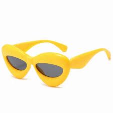 Photo 1 of Xpectrum Cool Inflated Designer Sunglasses Womens Trendy Fun Thick Cat Eye Funky Women Heart Sun Glasses (Yellow)